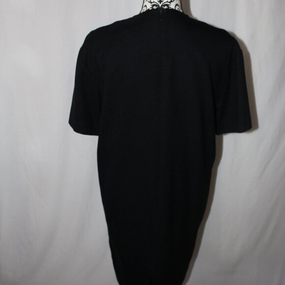 Evan-Picone Dress South Pacific BLACK Shell Animal Buttons Shift 8 VINTAGE - Picture 11 of 15